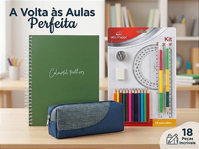 Kit Escolar Completo com Estojo - Prático e Funcional