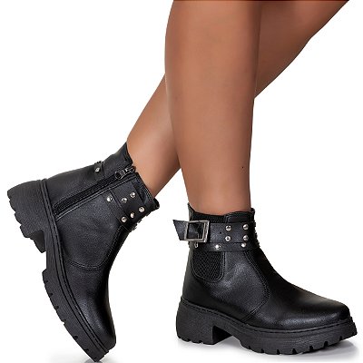 Bota Chelsea Coturno Feminino Salto Confortável Inverno Tendência