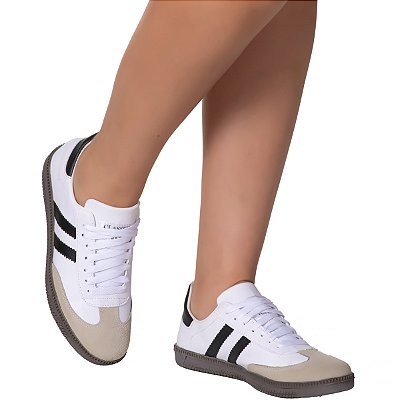 Tênis Casual Unissex Branco e Preto Classek