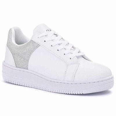 Tênis Branco Feminino Moda Brilho Tendência Festa Reveillon