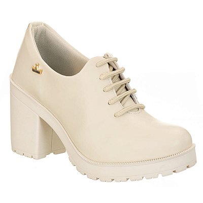 Sapato Feminino Oxford Amarrar Salto Tratorado Elegante