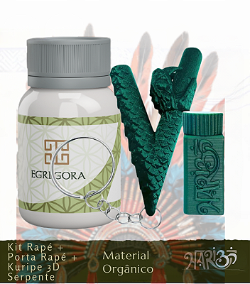Kit Rapé Egregora + Kuripe serpente * Porta Rapé Verde