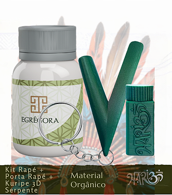 Kit Rapé Egregora + Kuripe 3D * Porta Rapé 3D Verde