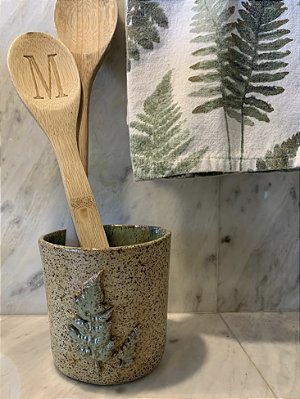 Vaso/Pote Cerâmica Folha