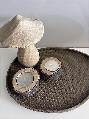Bandeja Cerâmica Oval G com textura