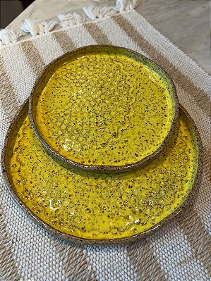 Bandeja Redonda Cerâmica Rendada