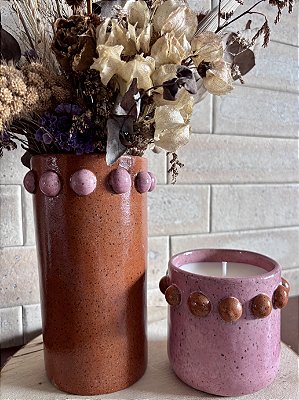 Vaso cerâmica Balls Rosa e Laranja