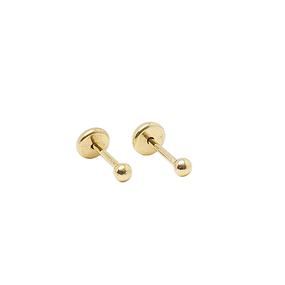 Brinco Baby Bolinha 2mm Folheado a Ouro