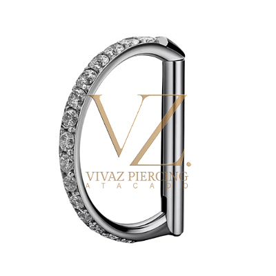 Piercing Meia Argola Titânio cravejado 1.2x8