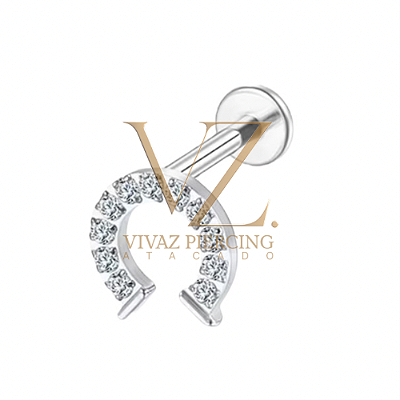 Piercing Titânio Labret Cravejado 1.2x8