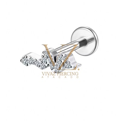 Piercing Titânio Cobra cravejado 1.2x8