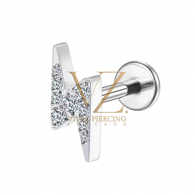 Piercing Raio cravejado titânio 1.2x8mm