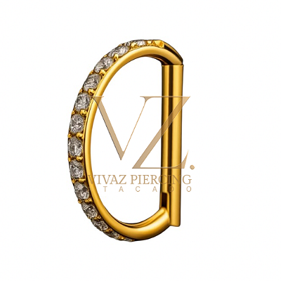 Piercing Meia Argola Titânio Pvd cravejado 1.2x8