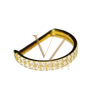 Piercing Titânio Pvd Argola Duplo Cravejado 1.2x8