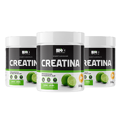 03 Potes de Creatina Limão - Suplemento de Monohidrato