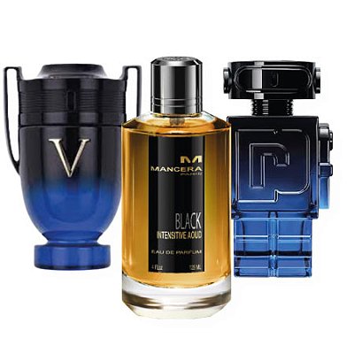 Kit Night Men - Rabanne Invictus Victory Elixir + Mancera Black Intensive Aoud Eau de Parfum + Rabanne Phanton Intense Eau de Parfum