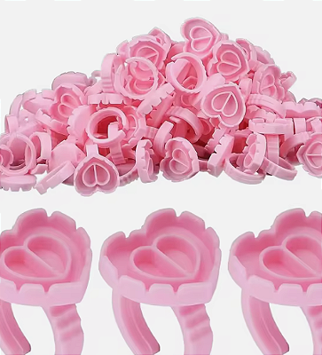 100 anéis batoque coração descartavel para cola de extensão de cílios, henna, tinta