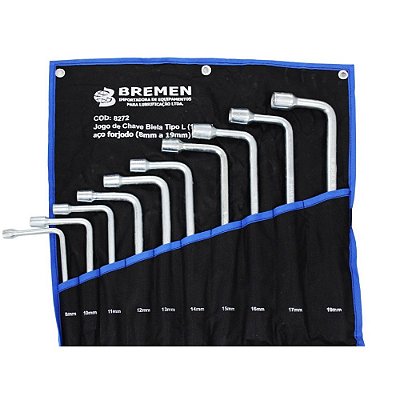 JOGO DE CHAVE BIELA 10 TIPO L 10 PEÇAS 8MM A 19MM BREMEN 8272