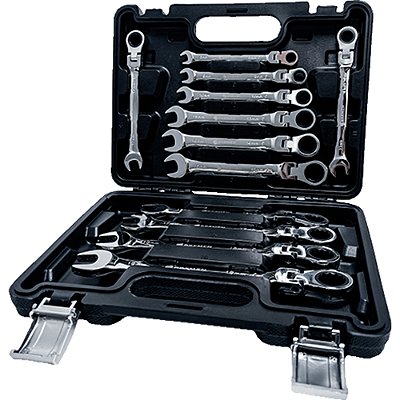 JOGO DE CHAVE COMB. C/ CATRACA ARTICULADA 12PCS 8-19MM CRV BREMEN 10544