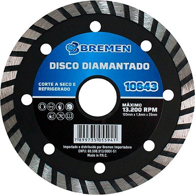 DISCO DIAMANTADO TURBO105MM x 20MM BREMEN 10643