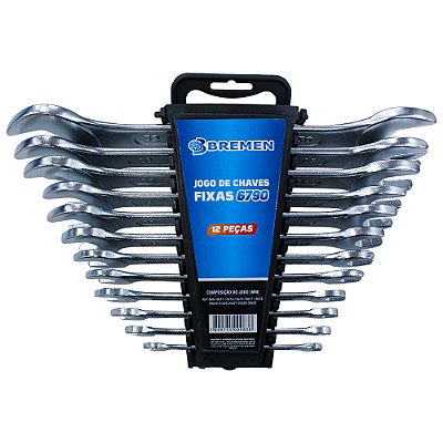 CHAVE FIXA JG C/12 PECAS AÇO CROMO VANADIUM - 6MM A 32MM BREMEN 6790
