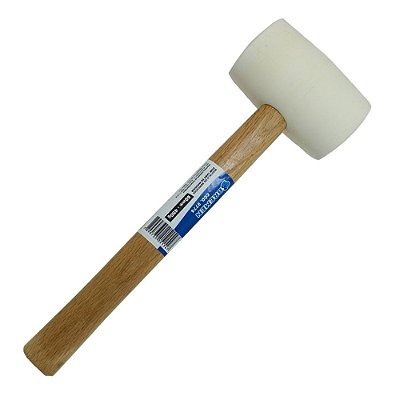 MARTELO DE BORRACHA BRANCA 600GR C/ CABO DE MADEIRA BREMEN 9774