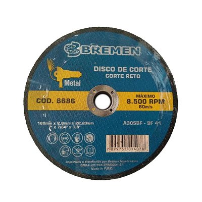 DISCO DE CORTE 2 TELAS 7" Ø 2,8MM BREMEN 6686