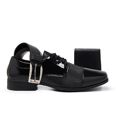 Kit Sapato Social Masculino Cinto E Carteira Verniz Schiareli 701