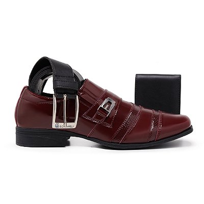 Kit Sapato Social Masculino Com Cinto e Carteira Em Verniz Sintético Schiareli 803