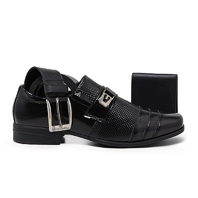 Kit Sapato Masculino Social Carteira E Cinto Para Casamento Trabalho Schiareli 833