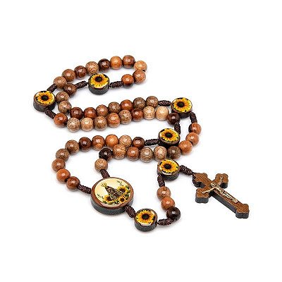 Terço N. Sra. Aparecida Girassol Madeira Imbuia 8mm