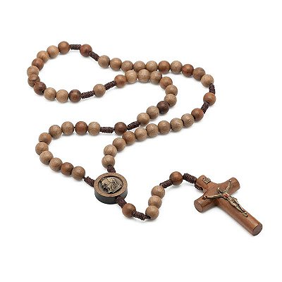 Terço São Padre Pio Madeira Imbuia 10mm