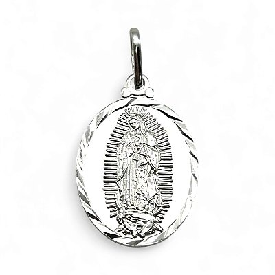 Pingente de Prata Nossa Senhora de Guadalupe Oval 20x16mm