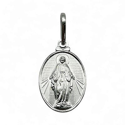 Pingente de Prata Nossa Senhora das Graças Oval 15x11mm