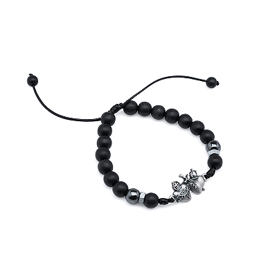 Pulseira Sagrados Corações Madeira Preta Fosca 8mm