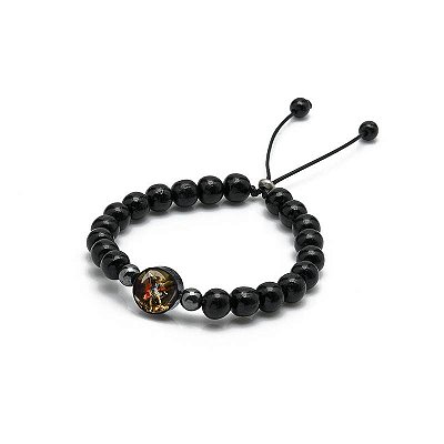 Pulseira De São Miguel Madeira Preta 8mm Regulável