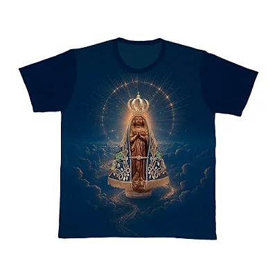 Camiseta Tradicional Nossa Senhora Aparecida Azul Marinho Sabatini