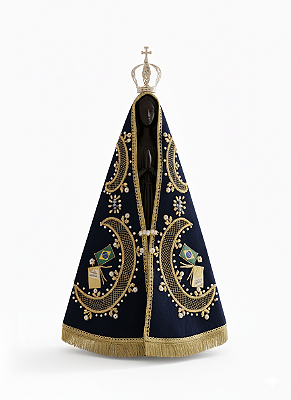 Imagem de Gesso Nossa Senhora Aparecida Preta 72cm com Coroa Manto e Broche - Facssimile