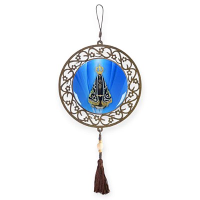 Adorno de Porta N. Sra. Aparecida Redondo com Arabesco em MDF 32cm