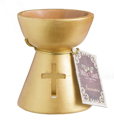 Incensário Cerâmica Terracota Dourado - Milagros