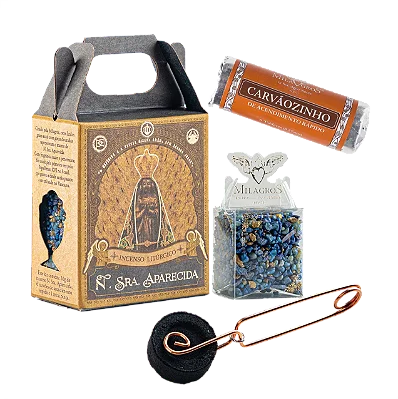 Mini Kit Incenso Pinça e Carvão Nossa Senhora Aparecida - Milagros