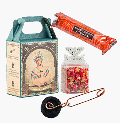 Mini Kit Incenso Pinça e Carvão Nossa Senhora de La Salette - Milagros