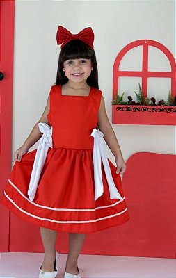 Vestido Infantil Vermelho com Laço
