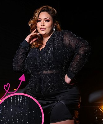 Jaqueta Plus Size com Brilho Elegante