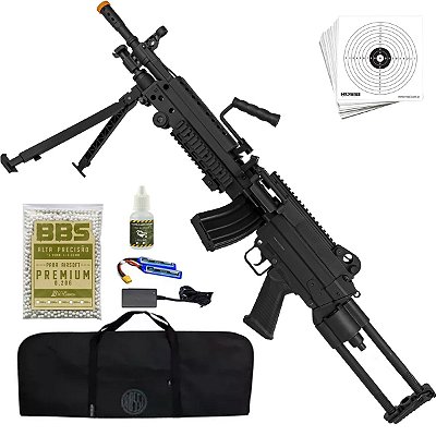 Fuzil Aeg de Suporte Lmg M249 Rossi Light 6mm Rajada Tático
