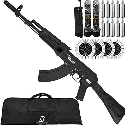 Rifle Kalashnikov AK101 full metal 4,5m + C02 Loader e Capa