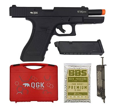 Pistola Airsoft A Gás Qgk R17 Gbb Blowback Glock Com Recuo
