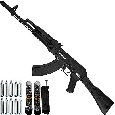 Rifle Kalashnikov AK101 Full Metal Co2 4,5m Esferas e Loader
