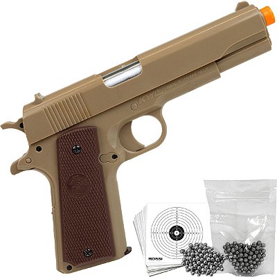Pistola Airsoft Rossi 1911 KWC 6mm Esferas de Alumínio Tan