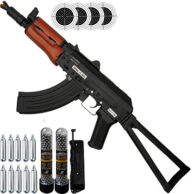 Rifle Pressão Full Metal AKS74U Kalashnikov 4.5m Co2 Loader